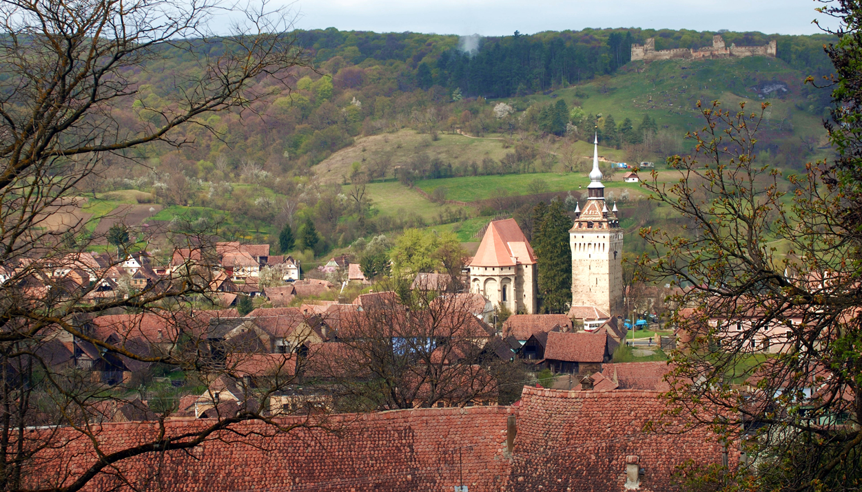 Saschiz. The village, the fortified church and the citadel